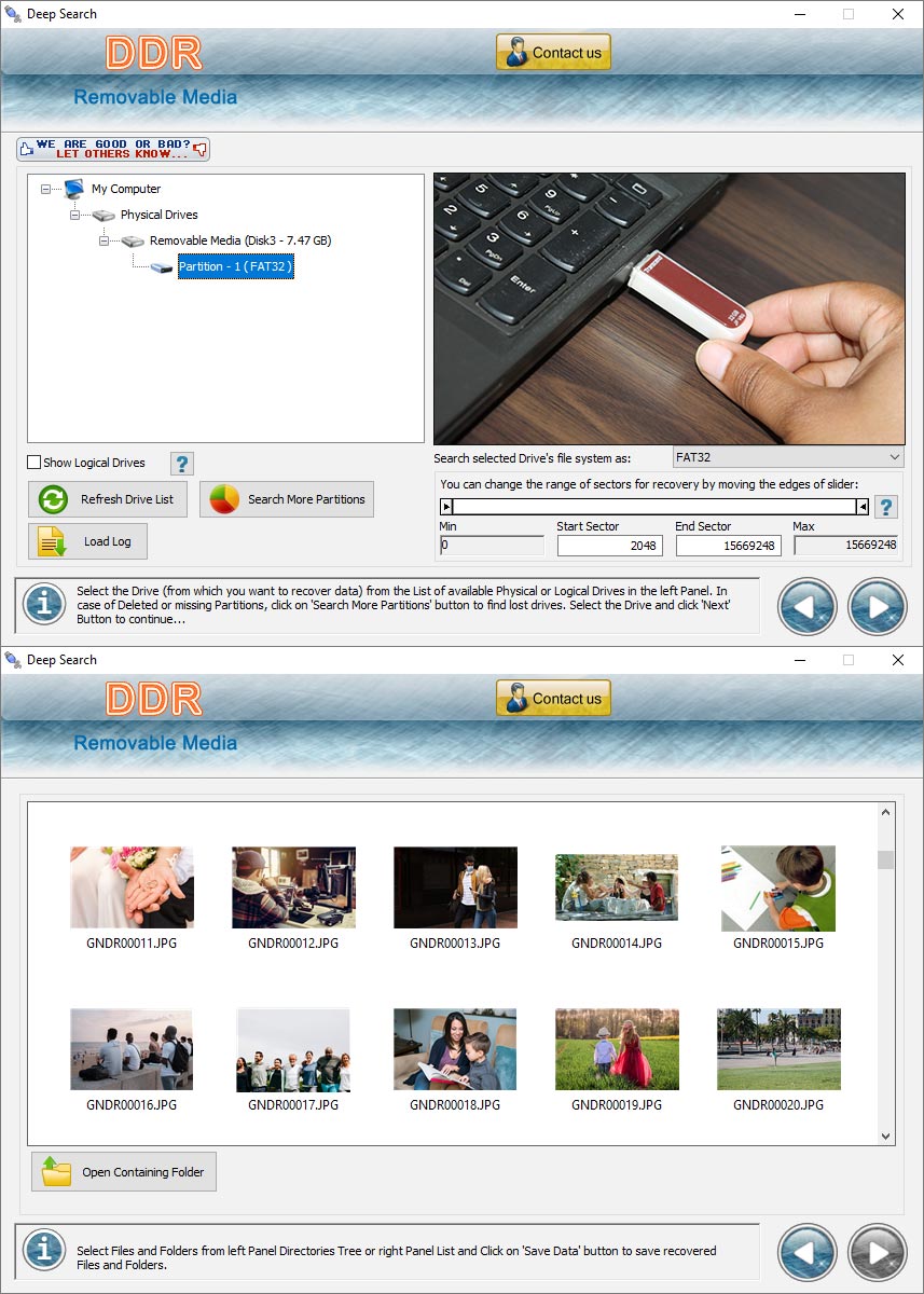 Screenshot of Removable Media Rescue Tool