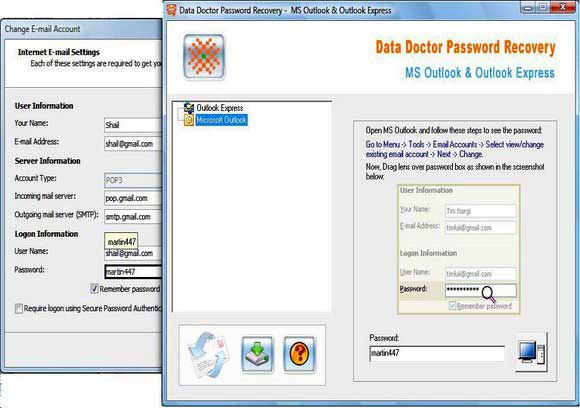 Screenshot of Outlook Express Mail Password Recovery