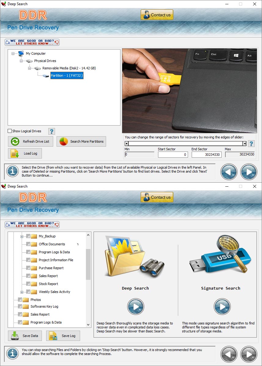 Pen Drive Files Retrieval Utility screen shot