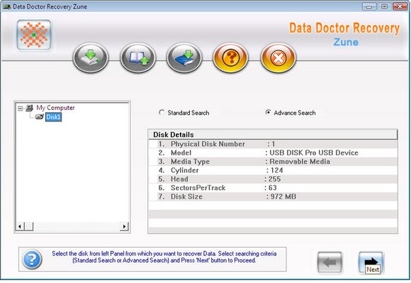 Screenshot of Zune Files Retrieval Software 3.0.1.5