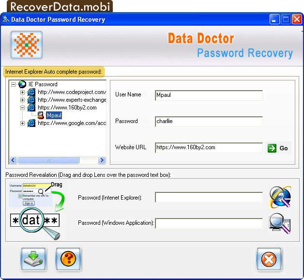 Internet Explorer Password Retrieval Software Screenshots 