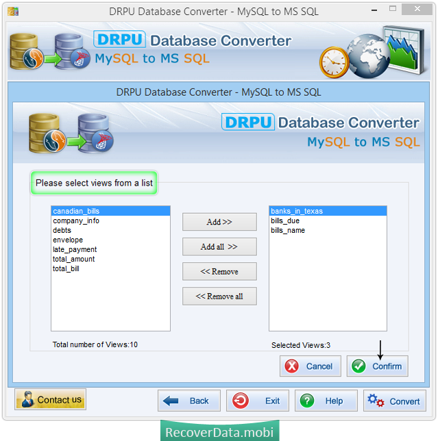 DRPU database converter - MySQL to MS SQL