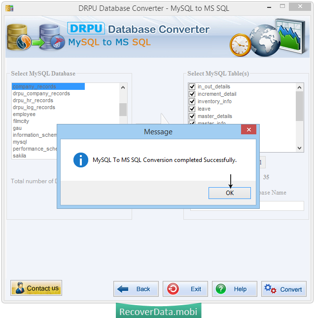 DRPU MySQL to MSSQL Database Conversion
